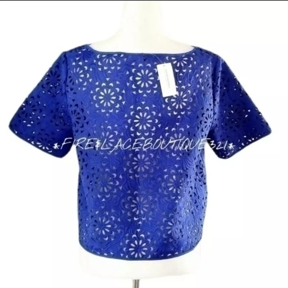 💥NWT💥 BANANA REPUBLIC LAZER CUT CROP TOP SZ M RV $89.50! - Picture 4 of 6